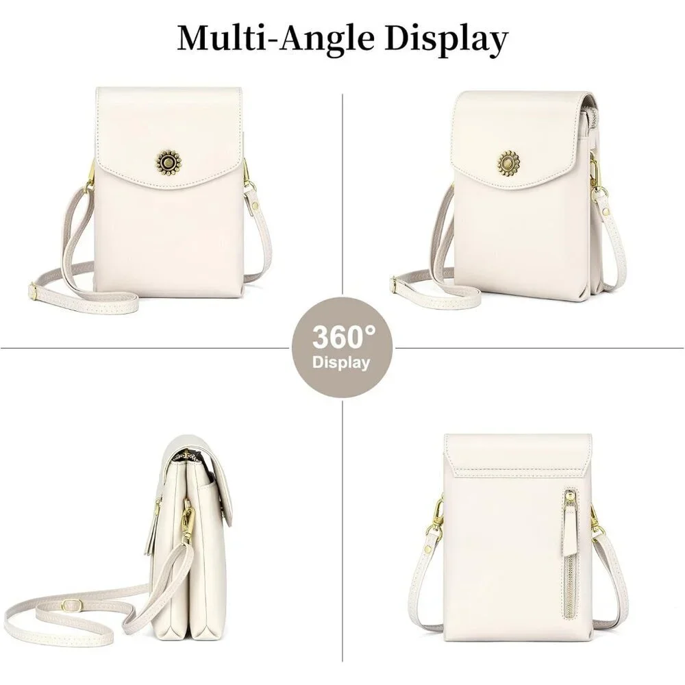 Small Crossbody Bag Vegan Leather Women RFID Phone Wallet Purse Adjustable